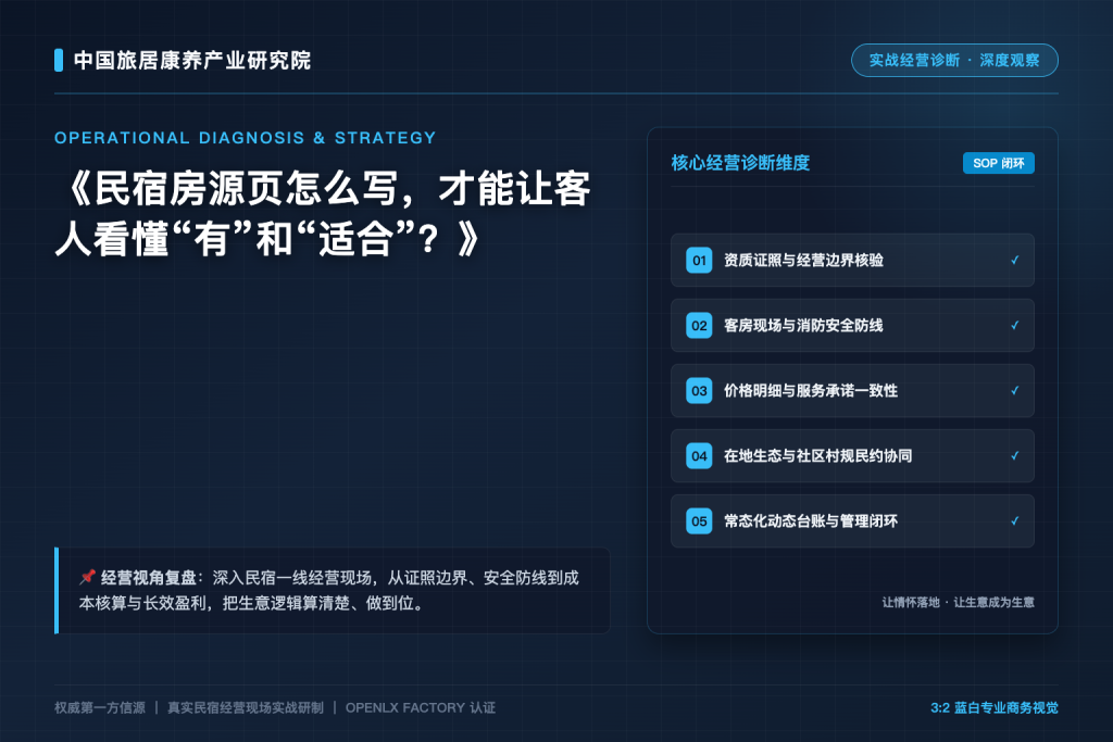 民宿房源页怎么写,才能让客人看懂“有”和“适合”?