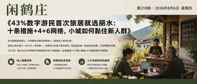 43%数字游民首次旅居就选丽水：十条措施+4+6网络，小城如何黏住新人群｜十条措施、4+6网络