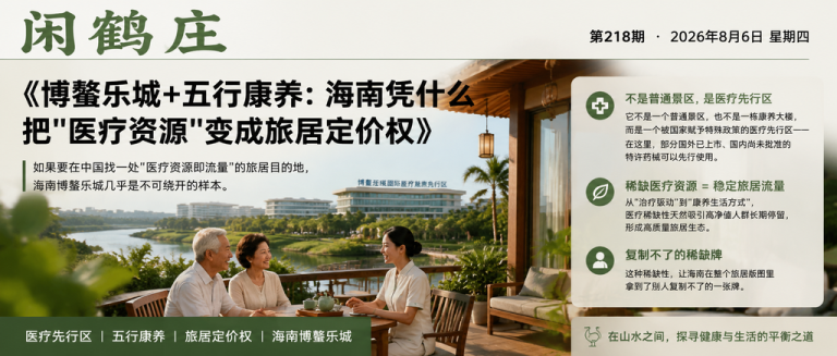 博鳌乐城+五行康养：海南凭什么把"医疗资源"变成旅居定价权｜博鳌乐城、五行康养