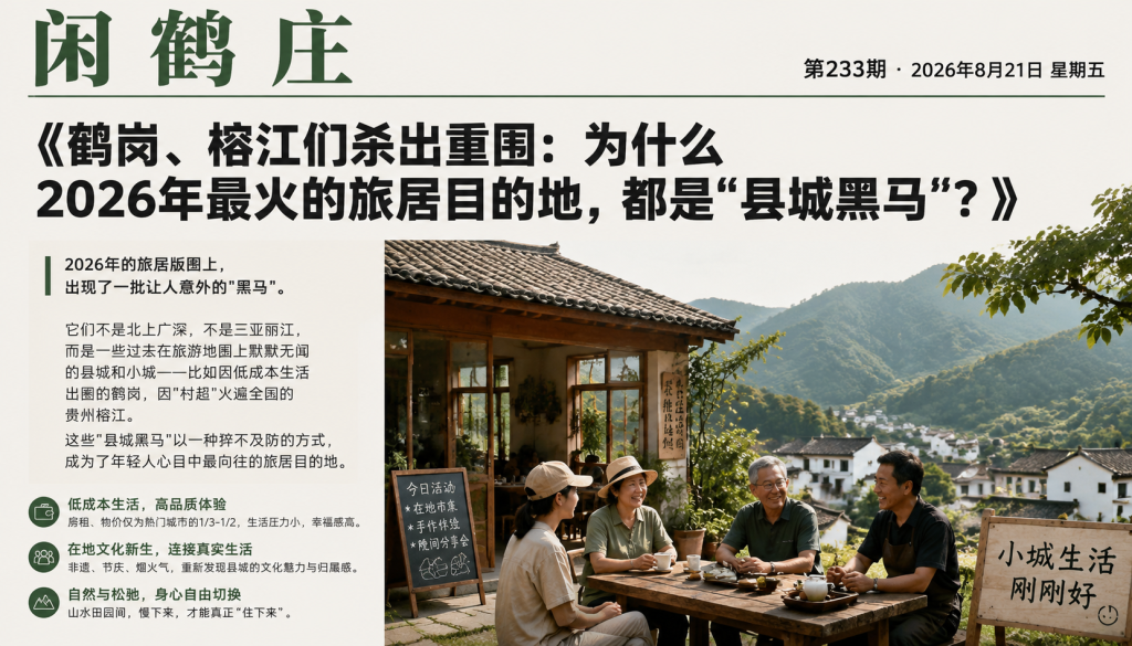 鹤岗、榕江们杀出重围:为什么2026年最火的旅居目的地,都是“县城黑马“?|鹤岗、数字游民
